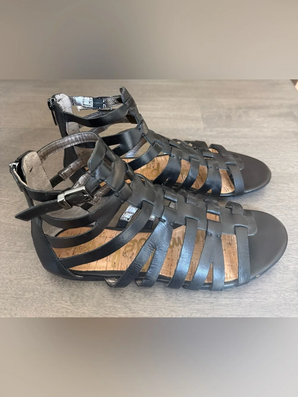 Sam Edelman Black Leather Strappy Gladiator Sandals - Women's Size 8